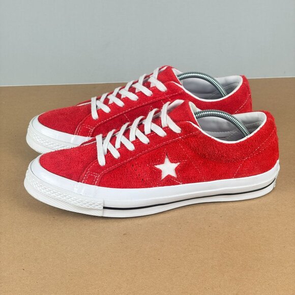 Converse One Star Ox Suede Low Top Sneakers Womens 9 Red White Lace Up - Picture 1 of 10